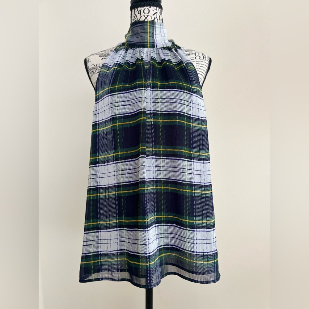 J Crew Sleeveless Plaid Blouse — US size 12